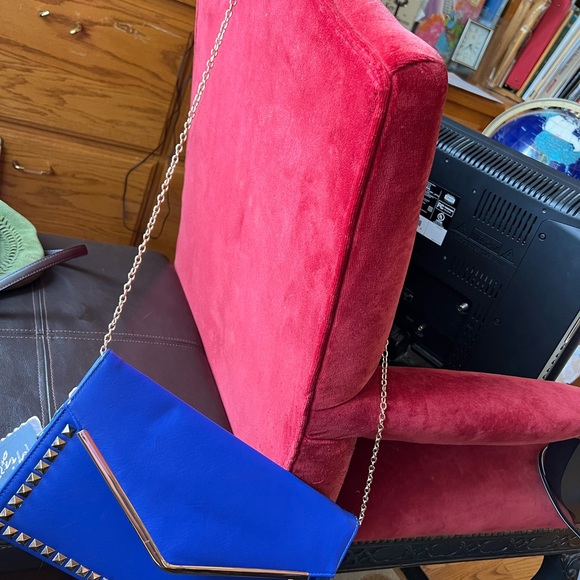 Miztique designer cobalt blue gold chain strap hardware bag - Picture 2 of 13